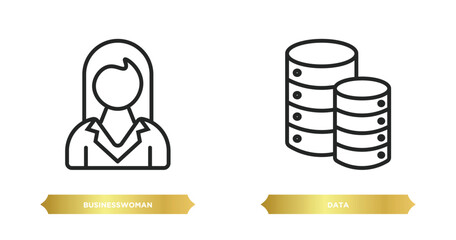 Poster - two editable outline icons from business concept. thin line icons such as businesswoman, data vector.