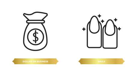 Poster - two editable outline icons from business concept. thin line icons such as dollar on business time, nails vector.