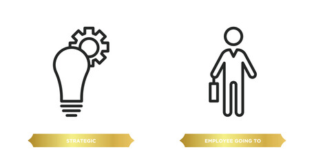Poster - two editable outline icons from business concept. thin line icons such as strategic, employee going 