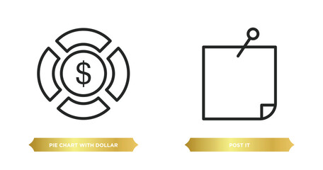 Poster - two editable outline icons from business concept. thin line icons such as pie chart with dollar, pos