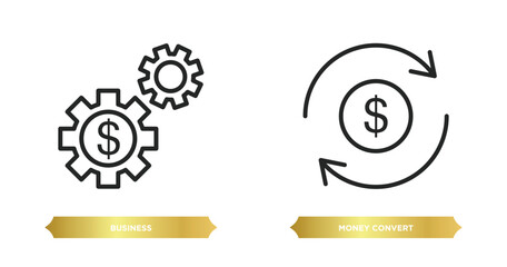 Poster - two editable outline icons from business concept. thin line icons such as business, money convert vector.