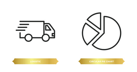Poster - two editable outline icons from business concept. thin line icons such as logistic, circular pie cha