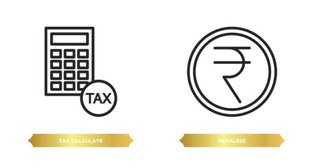 Poster - two editable outline icons from business concept. thin line icons such as tax calculate, nepalese ve