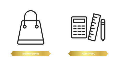 Poster - two editable outline icons from business concept. thin line icons such as shopping bags, maths tool vector.