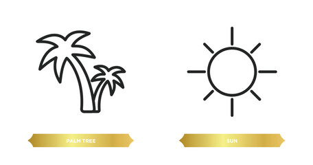 Poster - two editable outline icons from brazilia concept. thin line icons such as palm tree, sun vector.