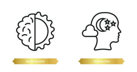 Poster - two editable outline icons from brain process concept. thin line icons such as brain process, imagination vector.