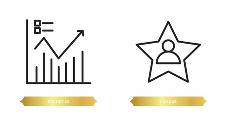 Poster - two editable outline icons from blogger and influencer concept. thin line icons such as statistics, 