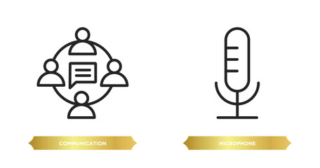 Poster - two editable outline icons from blogger and influencer concept. thin line icons such as communication, microphone vector.