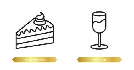 Poster - two editable outline icons from bistro and restaurant concept. thin line icons such as cake piece wi