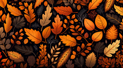 Wall Mural - Seasonal Pattern: The Art of Autumn Leaves, created with Generative AI Technology