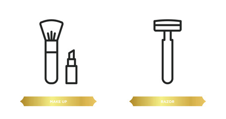Poster - two editable outline icons from beauty concept. thin line icons such as make up, razor vector.