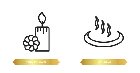 Poster - two editable outline icons from beauty concept. thin line icons such as candle flower, hot spring ve