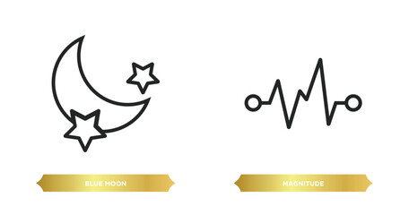 Poster - two editable outline icons from astronomy concept. thin line icons such as blue moon, magnitude vector.