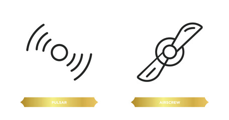 Poster - two editable outline icons from astronomy concept. thin line icons such as pulsar, airscrew vector.