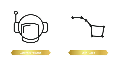 Poster - two editable outline icons from astronomy concept. thin line icons such as astranaut helmet, ursa major vector.