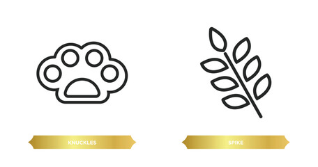 Poster - two editable outline icons from asian concept. thin line icons such as knuckles, spike vector.