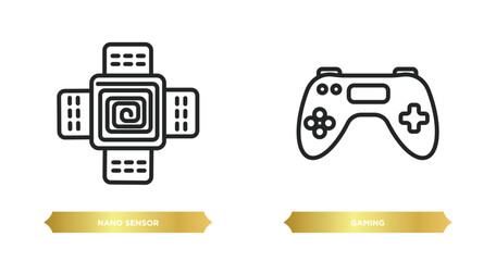 Poster - two editable outline icons from artificial intellegence concept. thin line icons such as nano sensor
