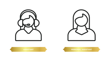 Poster - two editable outline icons from artificial intellegence concept. thin line icons such as assistant, personal assistant vector.