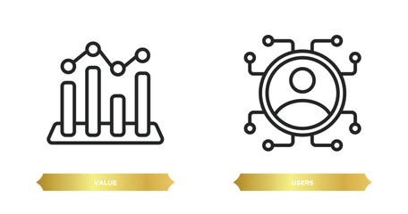 Poster - two editable outline icons from artificial intelligence concept. thin line icons such as value, users vector.