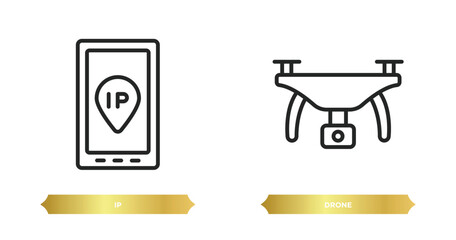 Poster - two editable outline icons from artificial intelligence concept. thin line icons such as ip, drone vector.