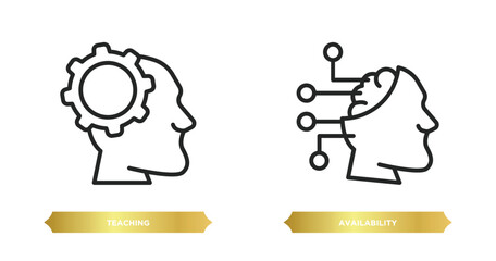 Poster - two editable outline icons from artificial intelligence concept. thin line icons such as teaching, a
