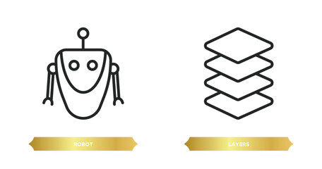 Poster - two editable outline icons from artificial intelligence concept. thin line icons such as robot, laye