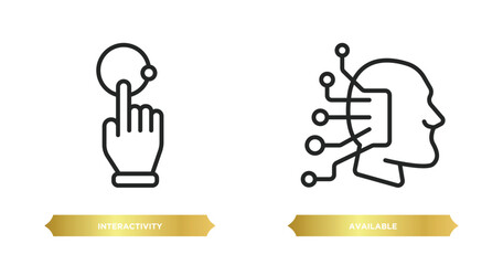 Poster - two editable outline icons from artificial intelligence concept. thin line icons such as interactivi