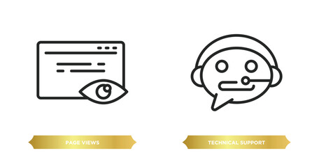 Poster - two editable outline icons from artificial intelligence concept. thin line icons such as page views,