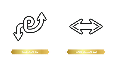 Poster - two editable outline icons from arrows concept. thin line icons such as double arrow, horizontal arr