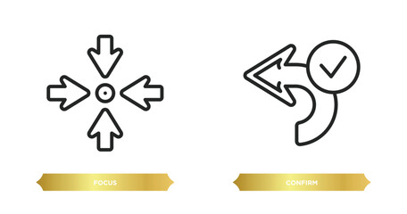 Poster - two editable outline icons from arrows concept. thin line icons such as focus, confirm vector.
