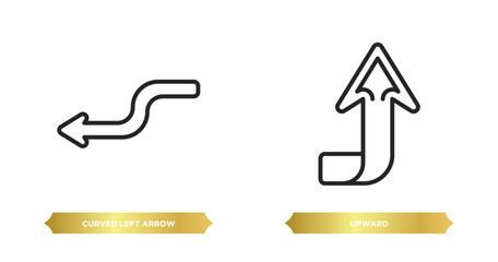 Poster - two editable outline icons from arrows concept. thin line icons such as curved left arrow, upward vector.