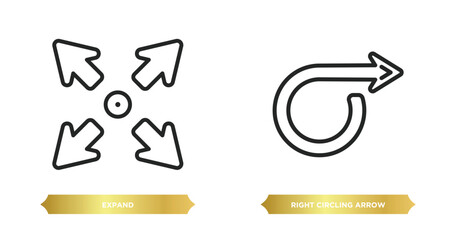Poster - two editable outline icons from arrows concept. thin line icons such as expand, right circling arrow vector.