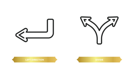 Poster - two editable outline icons from arrows collection. thin concept. thin line icons such as left direct