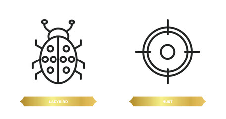 Poster - two editable outline icons from animals concept. thin line icons such as ladybird, hunt vector.