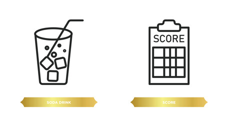 Poster - two editable outline icons from american football concept. thin line icons such as soda drink, score vector.