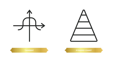 Poster - two editable outline icons from analytics concept. thin line icons such as tangent, pyramid chart ve