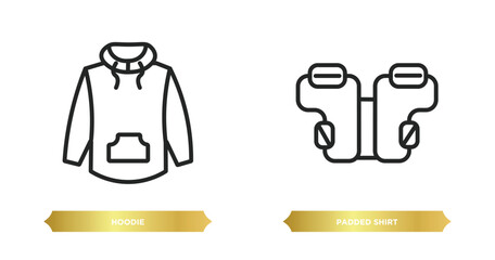 Poster - two editable outline icons from american football concept. thin line icons such as hoodie, padded shirt vector.