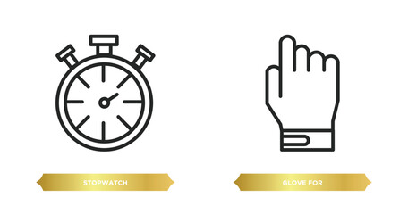 Wall Mural - two editable outline icons from american football concept. thin line icons such as stopwatch, glove for vector.