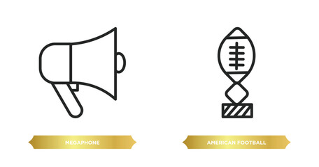 Poster - two editable outline icons from american football concept. thin line icons such as megaphone, american football tee vector.