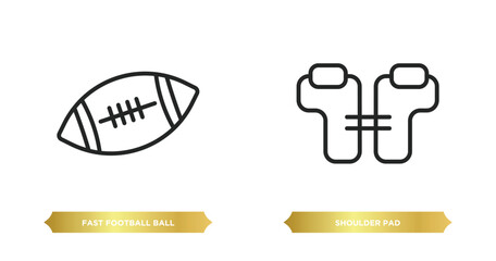 Poster - two editable outline icons from american football concept. thin line icons such as fast football bal