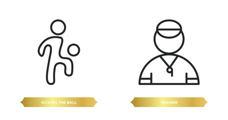 Poster - two editable outline icons from american football concept. thin line icons such as kicking the ball, trainer vector.