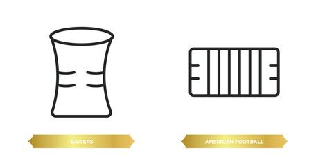 Poster - two editable outline icons from american football concept. thin line icons such as gaiters, american