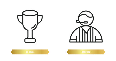 Poster - two editable outline icons from american football concept. thin line icons such as trophy, referee vector.