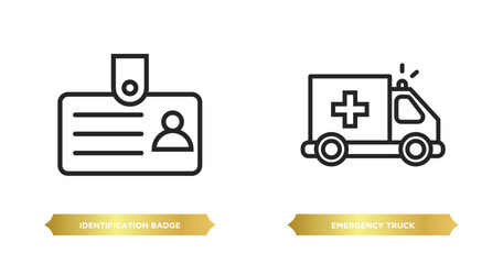 Poster - two editable outline icons from airport terminal concept. thin line icons such as identification bad