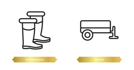 Poster - two editable outline icons from agriculture farming concept. thin line icons such as farmer boots, trailer vector.