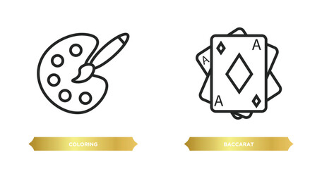 Poster - two editable outline icons from activity and hobbies concept. thin line icons such as coloring, baccarat vector.