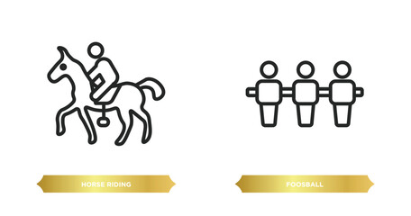 Poster - two editable outline icons from activity and hobbies concept. thin line icons such as horse riding, 