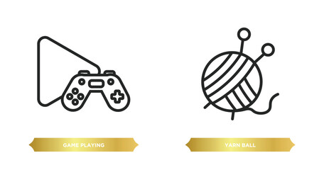Poster - two editable outline icons from activity and hobbies concept. thin line icons such as game playing, 