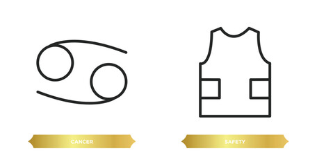Poster - two editable outline icons from zodiac concept. thin line icons such as cancer, safety vector.