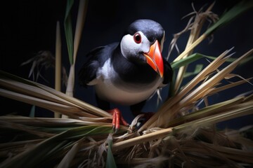 Poster - close-up of puffin carrying sand eels in beak for chicks